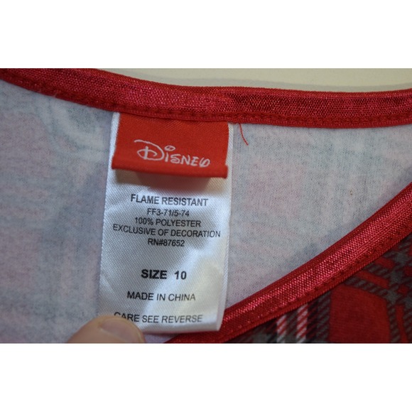 DISNEY Minnie Mouse Red Plaid Soft Flannel Nightgown GIRLS 10 Christmas - Picture 2 of 11